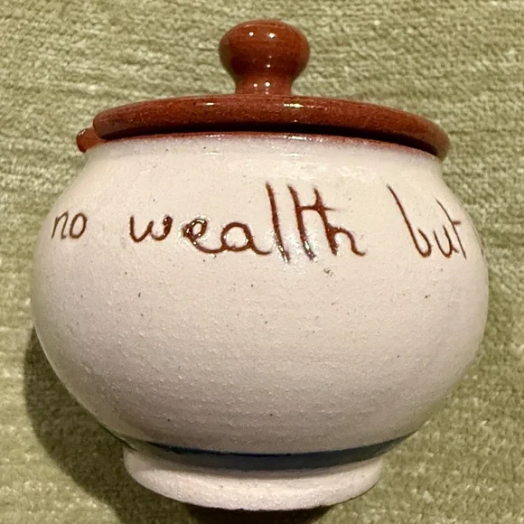 Motto Ware or Cottage Ware Jam Jar / Miniature Sugar Bowl Torquay Devon England - Picture 4 of 11